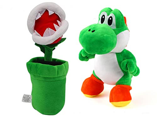 Super Marry-Plüschtier, weiches Plüschtier, Stofftier, Puppe, Blume: 26 cm und Yoshi Plüsch, 20 cm, 2 Stück