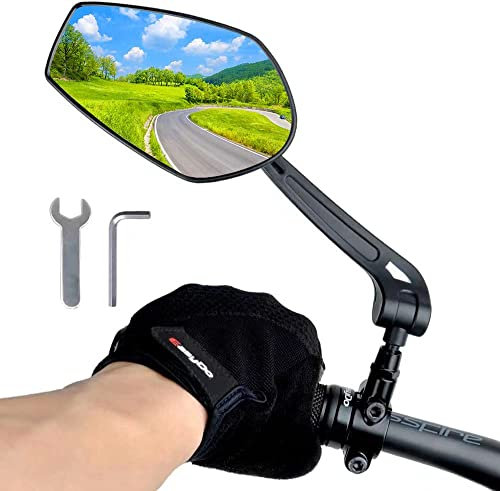 RBRL Fahrradrückspiegel, universal verstellbar 360° Fahrradspiegel für Lenker Drehspiegel Rückspiegel Lenkerspiegel für Fahrrad rennrad Mountainbikes Radfahrer(1Stück Links)