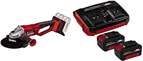 Einhell Smerigliatrice angolare a batteria AXXIO 36/230 Q Power X-Change + Originale Einhell Starter kit 2 batterie da 4,0 Ah e Twincharger Power X-Change (Li-Ion, 18 V, 75 minuti di ricarica)