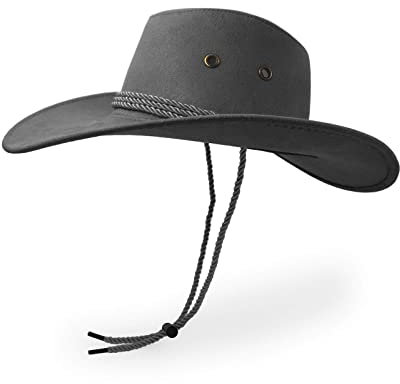 TAHUAON Cowboyhut, Sonnenhut, Kunstfilz, Leder, Wildleder, Reisemütze, Westernhut, Outdoor, Sonnenschutz, Farbe-1, Einheitsgröße