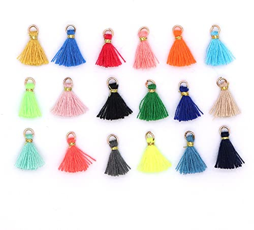 Egurs Mini Quasten Anhänger Bunt Troddel Quasten DIY Handwerk Ohrringe DIY Schmuck Dekoration Zubehör für Ohrringe Armbänder Tasche Schlüsselanhänger Lesezeichen Schmuckherstellung 1# 1cm 50 Stück