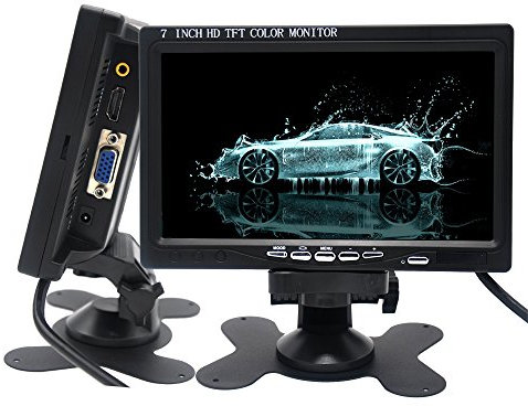 Pardarsey Monitor da 7 pollici HDMI 1024 x 600 HD TFT LCD Display Ingresso AV VGA Altoparlante incorporato per Raspberry Pi 3 Modello B+ 3B CCTV Computer PC DVR Auto