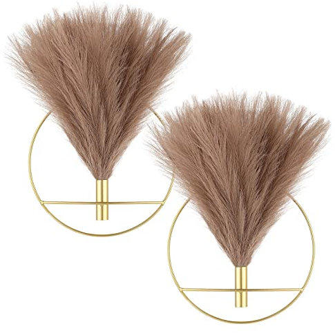 Pretty Jolly Wall Decor, Wall Metal vase Decoration Holder, Wall-Mounted Artificial Flowers, Golden Wall Decor Fake Rose 2 Pack, Wall Art Artificial Greenery, Farmhouse, Boho