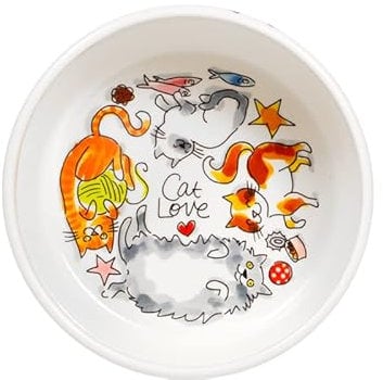 Blond Amsterdam Katzennapf 15,5cm Cat Love – Futternapf mit Katzenillustrationen, Kunststoff, farbenfrohes Design für Katzenfreunde