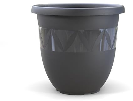 Plastard Blumentopf 55 cm Durchmesser Anthrazit grosser Pflanzkübel für Innen und Außen Übertopf Untertopf Blumenkübel Blumentöpfe aus Kunststoff für Garten Balkon Terrasse Plant Pot Pflanzentopf