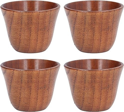 ZPSHYD 4 squisite tazze da tè giapponesi in legno di piccola capacità, tazze da bere in legno, tazze da sake in legno naturale, set da tè in legno - utensili da tè resistenti al calore