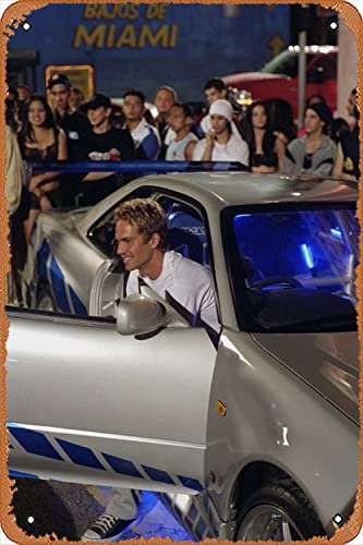 Zuhhgii Paul Walker 2 Fast 2 Furious Poster, Retro-Metall-Blechschild, Wanddekoration, lustiges Vintage-Blechschild, Kunst, Wanddekoration, Plakette für Musik, Café, Bar, Restaurant, Supermarkt, Shop,