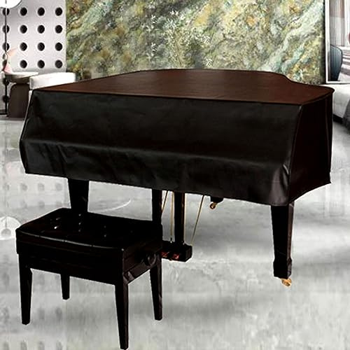 Abdeckung Für Flügel Klavier – hochwertiges Ledermaterial Triangle Piano Cover mit Hockerbezug Schutzhülle für Grand Piano schwarze Flügel-Vollhülle(B,180cm/71)
