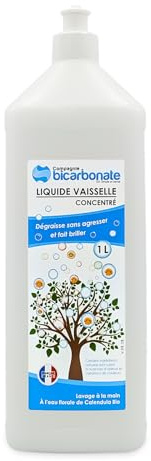 Compagnie Du Bicarbonate - Liquide vaisselle - Bio Calendula - 1 L | Nettoyant Ecoresponsable - Dégraissant - Soin des Mains Sensibles - Entretien Quotidien