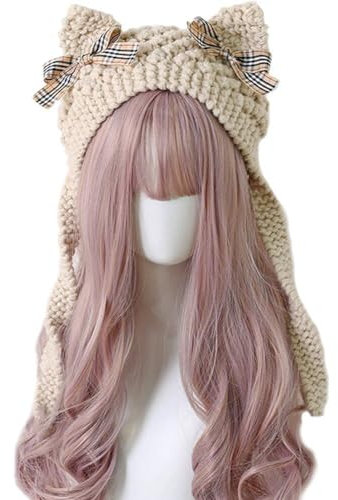 Süße Katzenohr -strickhut Winter Warme Mütze Katzenohren Und Beuge Für Mädchen Japanischer Harajuku Lolita Hut Kopfschmuck Für Frauen