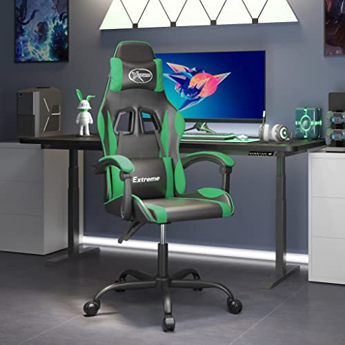 DYRJDJWIDHW Sessel,stillsessel,schaukelstuhl Wohnzimmer,Gaming-Stuhl Drehbar Schwarz und Grün Kunstlederpapasansessel,relaxliege,Rocking Chair,stillstuhl,