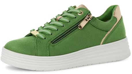 MARCO TOZZI Damen Plateau Sneaker mit Schnürsenkeln Freizeit, Grün (Apple Comb), 41 EU