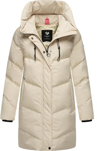 Ragwear Damen Mantel lange warme wasserdichte Winterjacke mit hohem Kragen und Kapuze Avelin YOUMODO XS-3XL