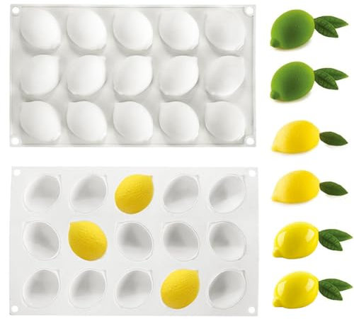15 Löcher Zitrone Formen - Zitrone Silikon Kuchen Form,3D Backformen DIY Mold,Frucht Silikon Form,Zitrone Backwaren Form für Kuchen, Gebäck, Kekse, Backwerkzeug