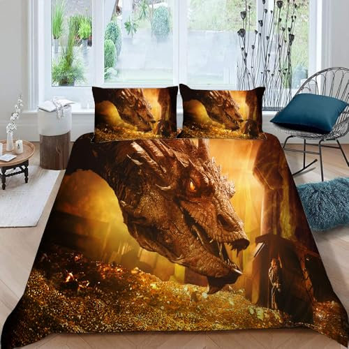LORDOS Bettwäsche 155x220 Bettwäsche Set 3 teilig bettwäsche Der Herr der Ringe · 2 Kissenbezug 80x80 + Bettbezug 155x220 cm
