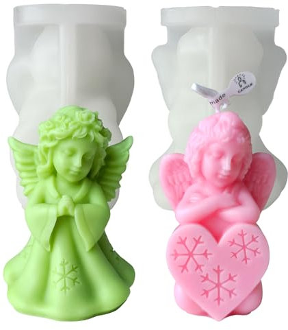 Midnadiy 3D Angel Candle Mold, 2 Pcs Angel Silicone Candle Molds for Candle Making, DIY Handmade Soaps, Resin Crafts, Easter Gift, Mother's Day Gift, Home Decor