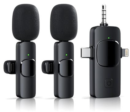WAYVOSE 3 in 1 Wireless Lavalier Microphone for iPhone Android Camera USB-C, Noise Canceling Wireless Mini Microphone for YouTube,TikTok,Video Recording,Interviews,Game Live Streaming,Vlog