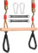 Morwealth Multifunktions Kinderholz Trapeze Schaukel mit Kunststoffringen Turnringe Ringe zum Aufhängen belastbar bis 120KG für Innen und Außenbereich (Schwarz)