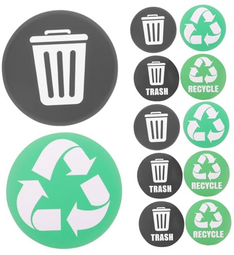 GARVALON 12pcs Recycling Trash Can Stickers Self-adhesive Garbage Classification Stickers for Indoor Recycling Bins Trash Can Decal Labels