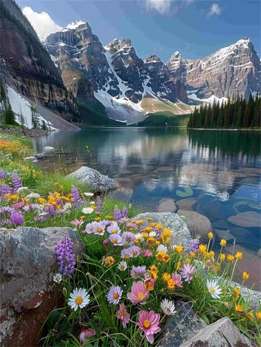 Diamond Painting Landschaft Diamant Painting Bilder Erwachsene Berg, 5D DIY Diamond Art Eckige Steine, Diamanten Malerei Kunst Bastelset für Deko Wohnzimmer, Geschenke für Frauen 60 x 80 cm F-442