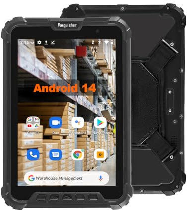 Vanquisher [2025 Launched] Ultra Rugged 8-inch Enterprise Tablet PC, Android 14 Warehouse Tablet with 2D Barcode Scanner | 8GB+128GB Large Memory | 10000mAh High Capacity Battery | IP67 Waterproof