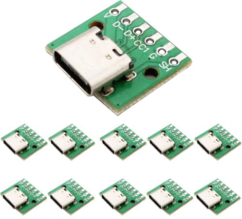 RUNCCI-YUN 10 Stück USB C Breakout Board auf DIP PCB Adapter Breakout Testplatine Lötbuchse,2.54mm Pitch, 16 Pin3.1 Typ C auf 6P DIY Konverter