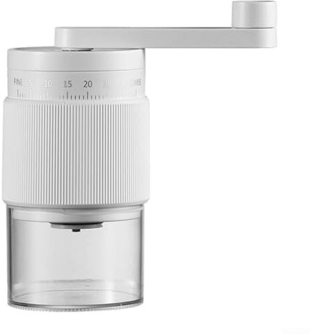 MeevrgR Manuelle Kaffeemühle, 35 einstellbare Mahlgradeinstellungen, fortschrittliche synthetische Materialfräser, kompakt und tragbar, schwarz/weiß (weiß)