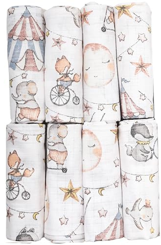 FENSILO Mussellintücher Baby Musselin Tuch - Spucktücher und Mulltücher - 8er Pack 80x70 cm aus Baumwolle - Stoffwindeln schadstoffgeprüft - Spucktücher Baby für Jungen und Mädchen 30