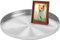 Bandeja Redonda Decorativa de Metal Plateado Bandeja de Acero Inoxidable, Bandeja Organizadora para Cosméticos Joyería Perfume Bandeja para Velas (Ø 32 cm, Plateado)