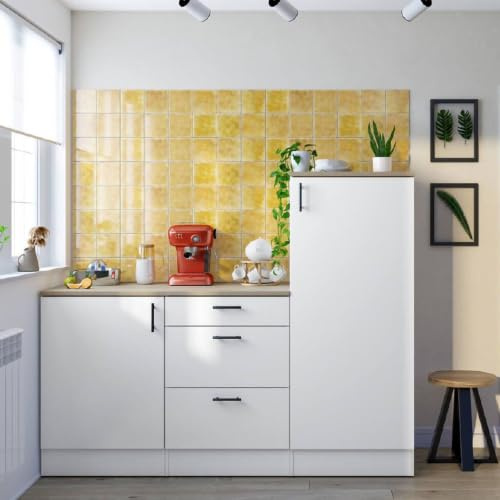 Dmora - Komplette Küche Maleo, Moderne Küchenkomposition, Modular Set für Küche, Funktionelle Küchenlösung, Weiß und Eiche