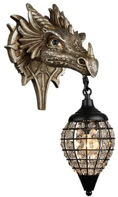 USMJQVZ Wandleuchten aus Kunstharz mit Tierskulptur und Kristalllampenschirm, Moderne Schminktischleuchten, festverdrahtete Wandleuchten für Spiegel, Wohnzimmer, Schlafzimmer, Flur, Küche