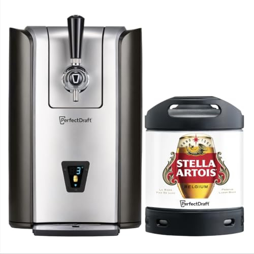PerfectDraft Pro – Pack Tireuse À Bière + 1 Fût Stella Artois 6L – Machine Pression À Domicile – Refroidissement À 3°C – 30 Jours Fraîcheur – Écran LED Température – Idée Cadeau Amateur Bière