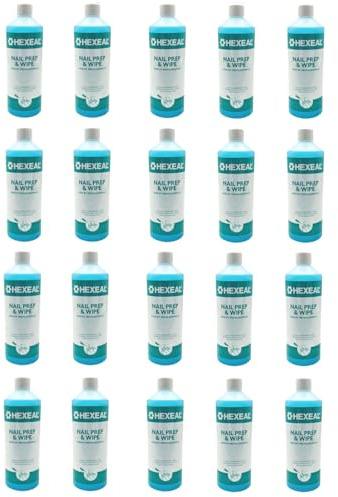 Hexeal Nail Prep & Wipe 20L – 20 x 1L Bottles of Nail Cleanser for Gel and Acrylic Nails - For Sanitising and Removing Sticky Residue After Curing
