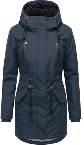 Ragwear Damen Wintermantel Warmer atmungsaktiver und wasserdichter Parka mit Teddyfell gefüttert und mit Kapuze Elsien YOUMODO XS-6XL