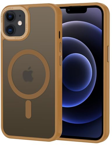 XTCASE Hülle für iPhone 12/12 Pro Magnetisch kompatibel mit Magsafe, Matt Transluzente Handyhülle für iPhone 12/12 Pro Kratzfeste PC Rückseite + TPU Bumper - Gold
