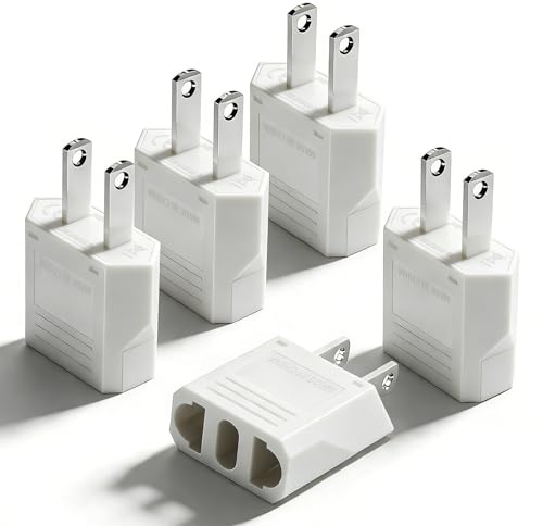Reiseadapter 5 Stück, EU to US Adapter, Reiseadapter USA Adapter Steckdose Konverter Stecker Reisestecker US auf EU Steckeradapter Deutschland Europa/Japan/Kanada/Mexiko/Kolumbien Universaladapter