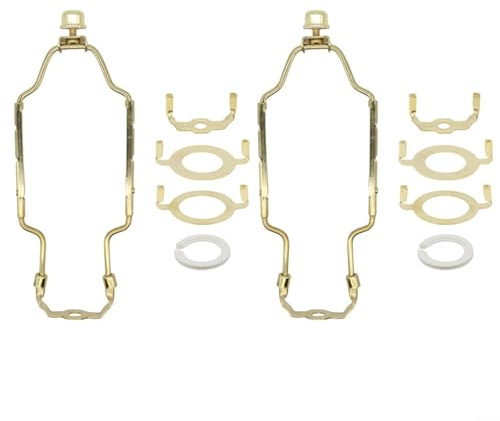 Lot de 2 supports d'abat-jour réglables de 7 à 10 pouces en métal pour douilles E26/E27 avec convertisseur E14, convient pour les lampes de table, de plafond et de sol (doré)