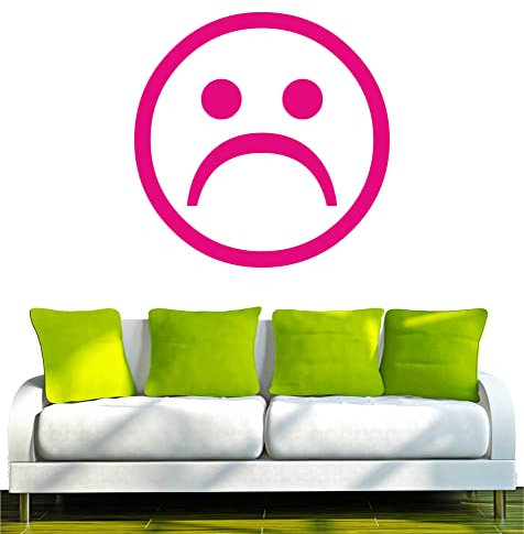 INDIGOS UG Wandtattoo Wohnzimmer w706 unglückliches Lächeln - trauriger Smiley Wandaufkleber 80x80 cm pink - Dekoration Fensterfolie - Wandaufkleber - Kinderzimmer Wohnzimmer Schlafzimmer Küche