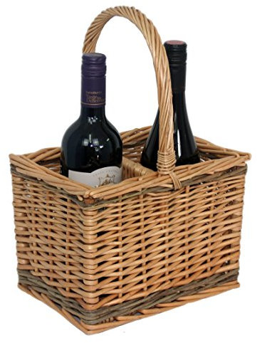 Red Hamper 2 Bottle Steamed Wicker Bottle Carrier