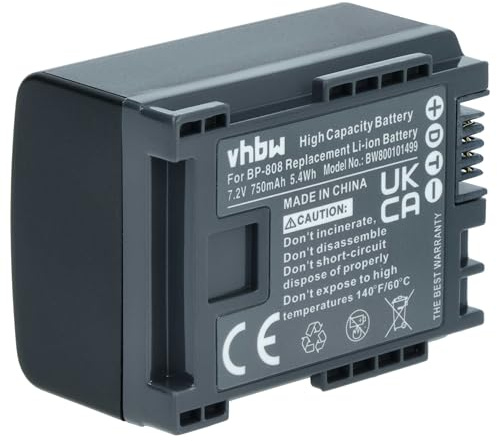 vhbw 1x Akku kompatibel mit Canon Legria HF M31, HF M306 HD, HF M307 Videokamera Camcorder (750 mAh, 7,2 V, Li-Ion) + Infochip