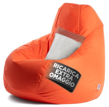 Avalon - Puff Poltrona Sacco XXL Jive Deluxe Sfoderabile, Pouf Sacco di Qualità Sartoriale, Bean Bag per Sedersi Ergonomico, Tessuto Antistrappo Impermeabile, Made in Italy(95x135cm-Arancio)