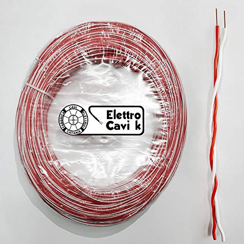 ® ELETTRO CAVI K - CAVO DOPPINO TELEFONICO 2x0,50 mm RIGIDO IN RAME PROFESSIONALE BIPOLARE 2 POLI ROSSO BIANCO 50 METRI