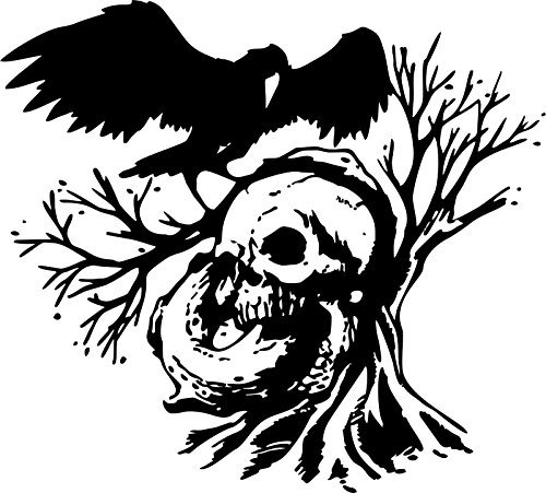 myrockshirt Rabe + Totenkopf 60cm hochwertige UV-beständige Aufkleber,Sticker, für Auto,Wand,Laptop,Fliesen,Bad,Badezimmer,WC, und alle glatten Flächen aus Hochleistungsfolie ohne Hintergrund,