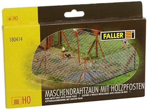 FALLER FA180414 180414 Wire Mesh Fence w/Poles Scenery and Accessories Bauset, Weiss/opulenter Garten, Large
