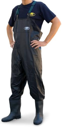 Lineaeffe Waders Traspirante da Pesca Scafandro PVC Chest Black Taglia 43 Impermeabili