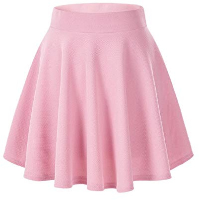 Afibi Mini jupe patineuse plissée unie évasée à taille extensible décontractée