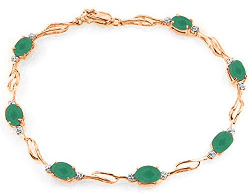 Bracciale tennis in oro rosa 14 K con smeraldi e diamanti, Oro rosa, cod. 5416-R-8