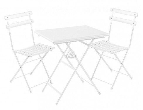 Set für den Außenbereich Arc En Ciel weiß Tisch 70 x 50 cm + 2 Stühle Emu