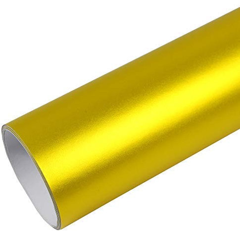 Rapid Teck® 15,79€/m² Premium – MATT Chrom GELB 20m x 1,52m Auto Folie Blasenfrei mit Luftkanälen für Auto Folierung und 3D bekleben in Matt Glanz und Carbon Autofolie