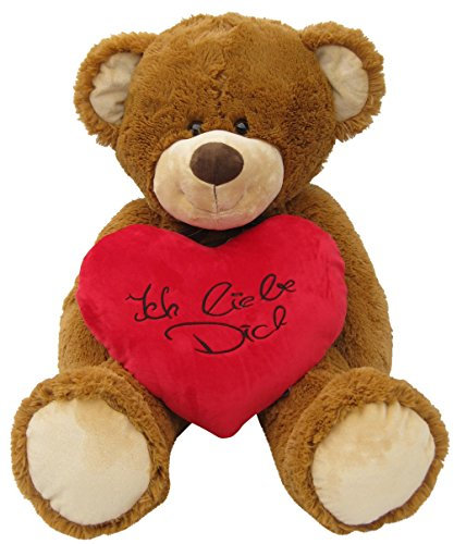 Wagner 9076 - XXL Plüschbär Teddy Bär mit Herz - 100 cm groß - braun - Teddybär